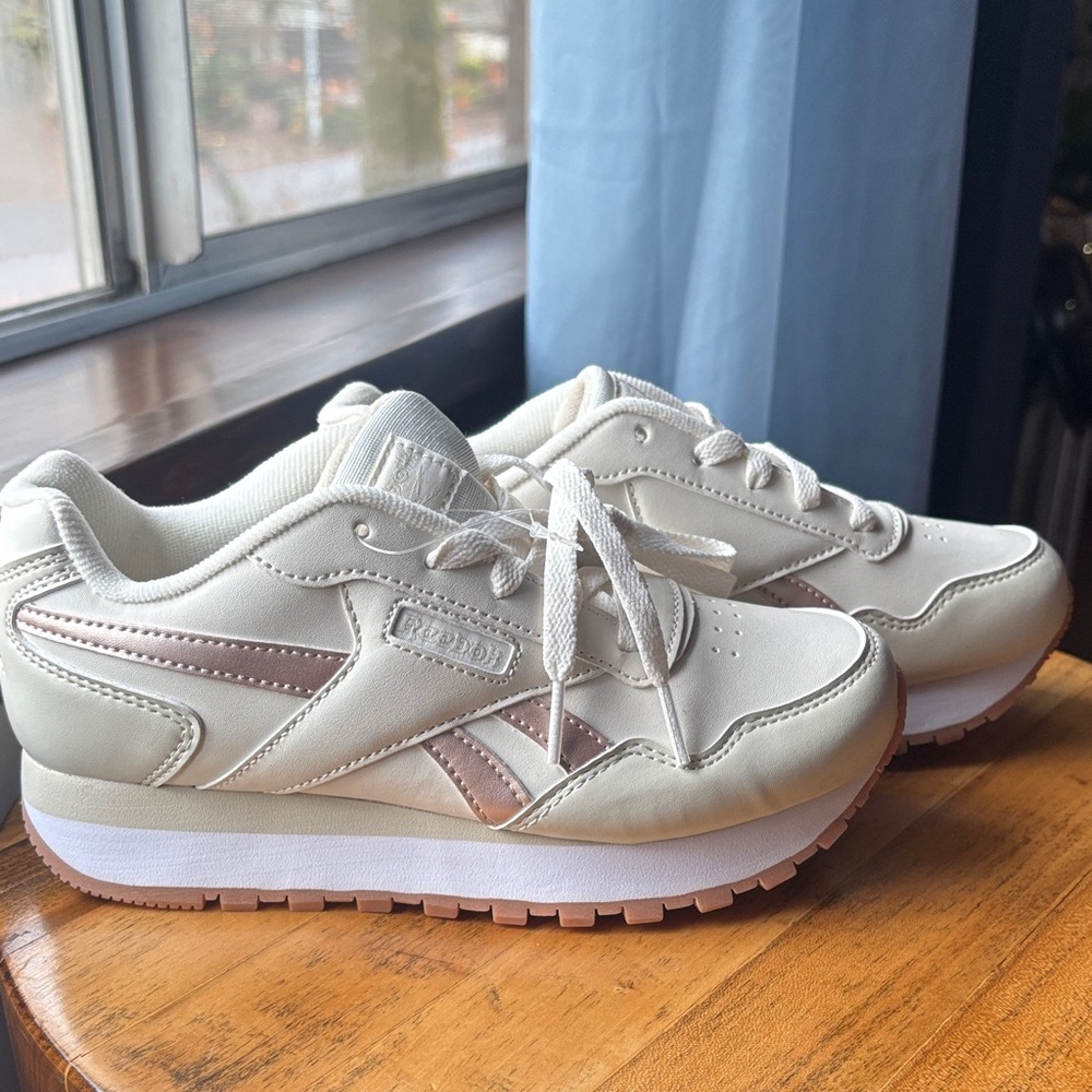 Reebok Cream and Pink Athletic Shoes